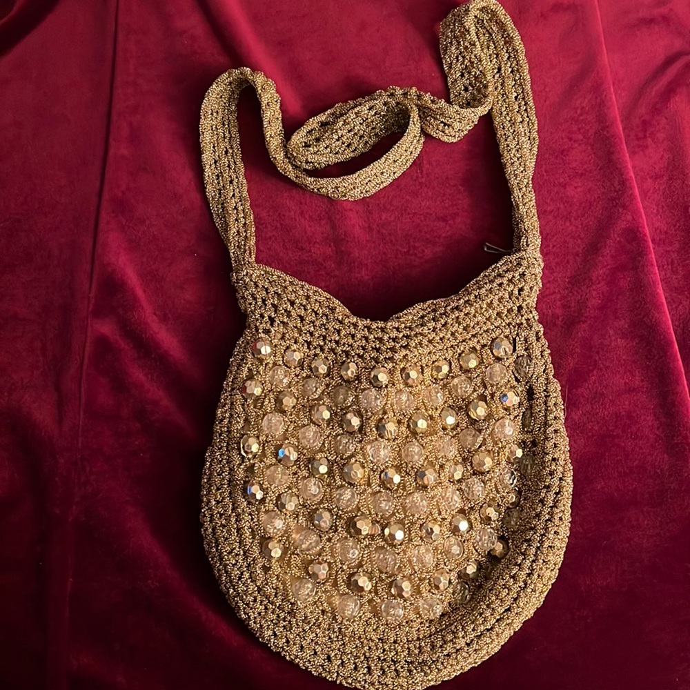 VINTAGE crochet beaded purse
